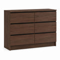 Commode basse à 6 tiroirs marron foncé en panneaux de particules rectangulaire 140 x 40 x 80 cm