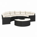 Salon de jardin modulable 7 pièces noir et blanc en résine tressée PE avec coussins 280 x 180 x 78 cm