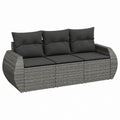 Canapé de jardin 3 places gris en résine tressée PE avec coussins en polyester 180 x 70 x 70 cm
