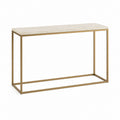 Console d'entrée rectangulaire blanc marbré et doré en panneau MDF et acier 120 x 40 x 80 cm