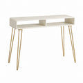 Console d'entrée blanche en MDF avec pieds en acier doré 100 x 35 x 76 cm