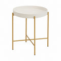Table d'appoint ronde beige et doré en MDF et acier 45 x 45 x 60 cm