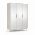 Armoire 3 portes rectangulaire blanc cassé en panneaux de particules 120 x 55 x 190 cm