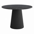 Table à manger ronde noire en pierre frittée et MDF Ø 120 cm x H 75 cm