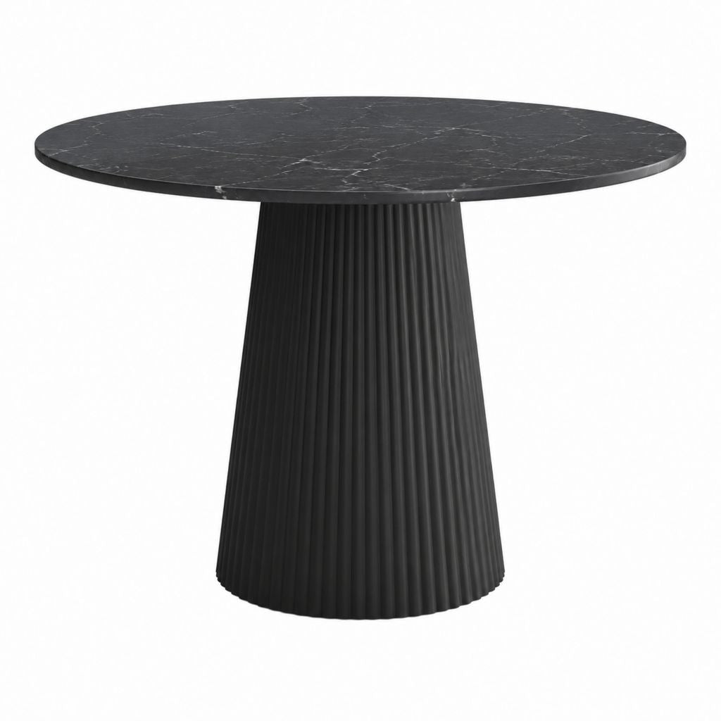 Table à manger ronde noire en pierre frittée et MDF Ø 120 cm x H 75 cm