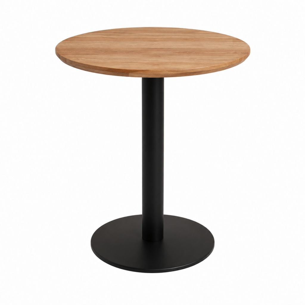 Table à manger ronde chêne massif et acier noir Ø 80 x H 75 cm