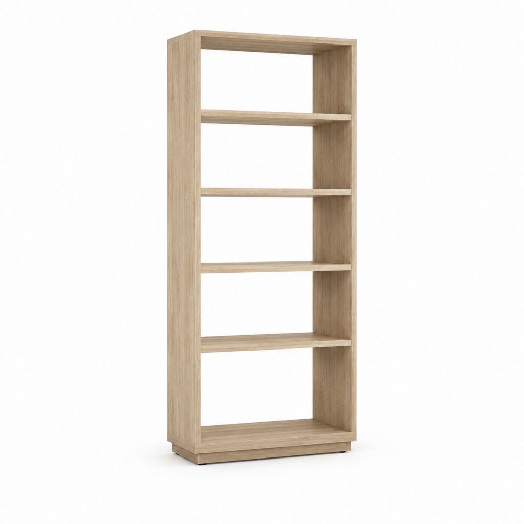 Bibliothèque ouverte chêne clair en panneaux de particules 60 x 30 x 180 cm à 5 niveaux