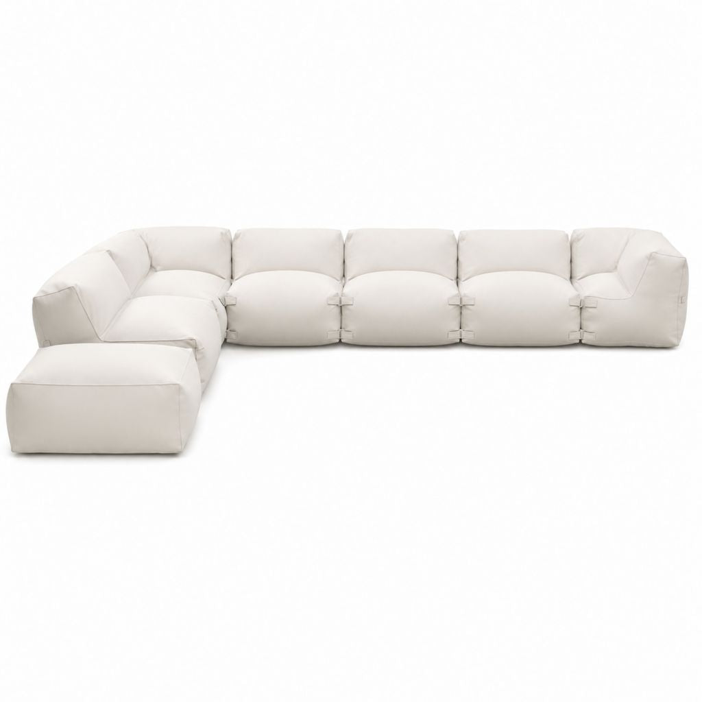Canapé de jardin modulable 6 pièces beige en polyester forme angle 360 x 170 x 70 cm
