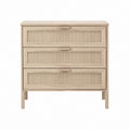 Commode basse rectangulaire 3 tiroirs en chêne massif naturel 80 x 40 x 100 cm