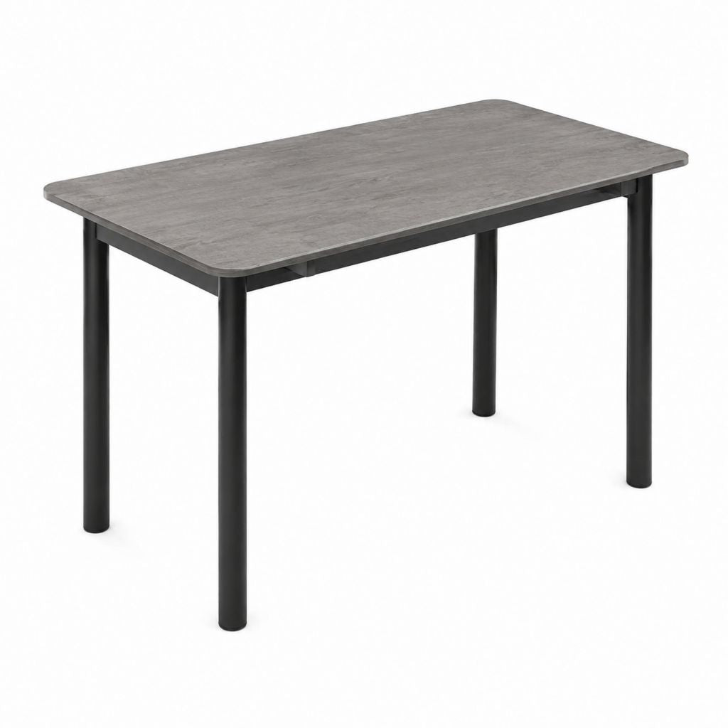 Table à manger rectangulaire grise et noire en MDF et acier 120 x 70 x 75 cm