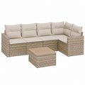 Salon de jardin d'angle 6 places en résine tressée PE beige avec table basse 280 x 210 x 60 cm