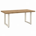 Table à manger extensible chêne naturel et acier blanc rectangulaire 160-200 x 90 x 75 cm