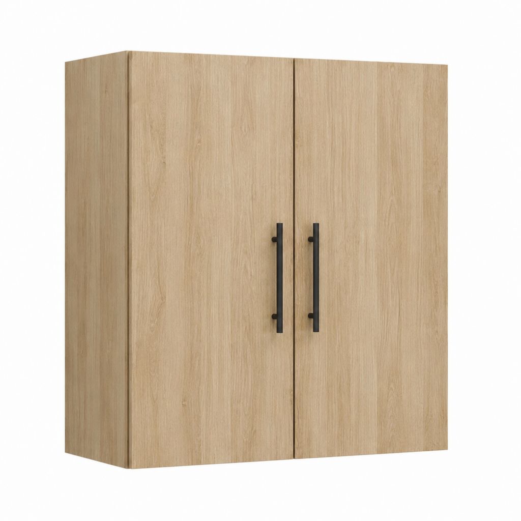 Armoire de chambre 2 portes chêne clair en panneaux de particules 90 x 52 x 180 cm