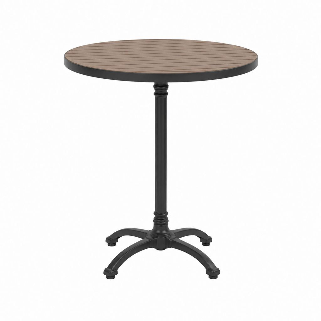 Table de salle à manger ronde marron et noire en bois massif d'acacia et fonte Ø 70 cm x H 75 cm
