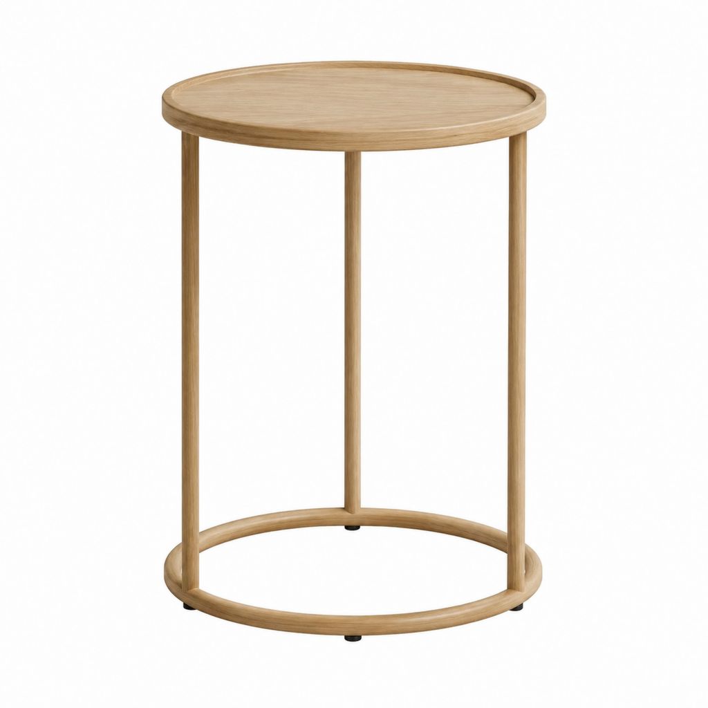 Table d'appoint ronde en bois massif finition chêne clair Ø 45 cm hauteur 60 cm